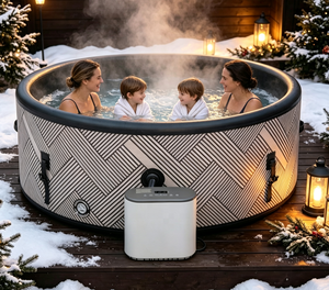 <span class=keywords><strong>Spa</strong></span> <span class=keywords><strong>gonflable</strong></span> rond avec chauffage, bain à remous portable <span class=keywords><strong>pour</strong></span> extérieur, jardin, massage <span class=keywords><strong>pour</strong></span> couple, utilisation hivernale. - Product Image 2