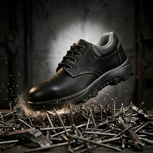 Calzado de Seguridad de Cuero para Hombre de Alta Calidad con Puntera de Acero, Diseño de Corte Bajo, Cierre con Cordones, Precio de Exportación - Product Image 1