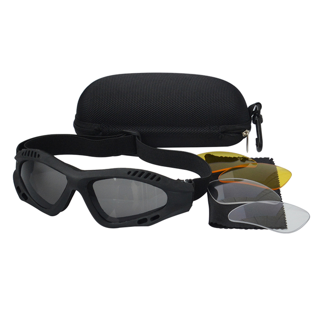 Wholesale 3 Lens Protective Goggles Sport Goggles Men Tactical Sunglasses clear Glasses