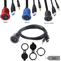 Cable USB de 3 pies 3,0 frontal DC 3,5mm Cable de montaje en Panel impermeable tipo A con Cable de extensión LED para coche barco motocicleta
