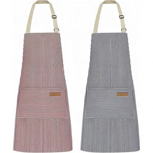 <b>Aprons</b> <b>Kitchen</b> Cooking <b>Aprons</b>, Adjustable Bib Soft Chef <b>Apron</b> With 2 Pockets for Men Women (Black/Brown Stripes) - Product Image 1