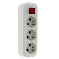 Wellsdiy Prise d'extension à 3 voies avec mise à la terre Prise d'extension électronique européenne avec bouton Prise d'application domestique