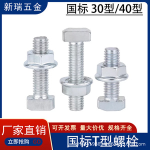 Tornillo en T con cabeza hexagonal M5 M6 M8 20 30 40 45 de acero al carbono cincado para perfiles de aluminio industriales - Product Image 4