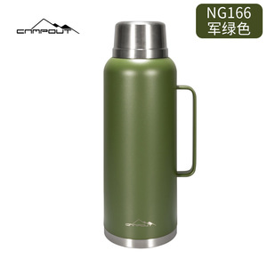 Bouteille d'eau isotherme en acier inoxydable Campout 304, grande capacité, durable, pour le camping en plein air, bouteille d'eau chaude, noir, vert - Product Image 3