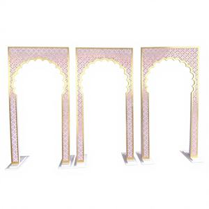 LEDA Modern Detachable New Arrival Wedding Event Supplies Customized Arch Shape <b>Pink</b> Acrylic <b>Backdrop</b> Stand for Stage Decoration - Product Image 1