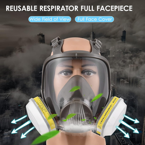 Máscara de Gas de Cara Completa con Filtros Dobles, Respirador Reutilizable para Pintura Química y Trabajo Industrial - Product Image 6