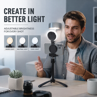 Lampu Selfie LED Ring Light Desain Jepit, 3 Tingkat Kecerahan, Pencahayaan Lembut dan Merata untuk Smartphone, Selfie, Makeup, Vlogging