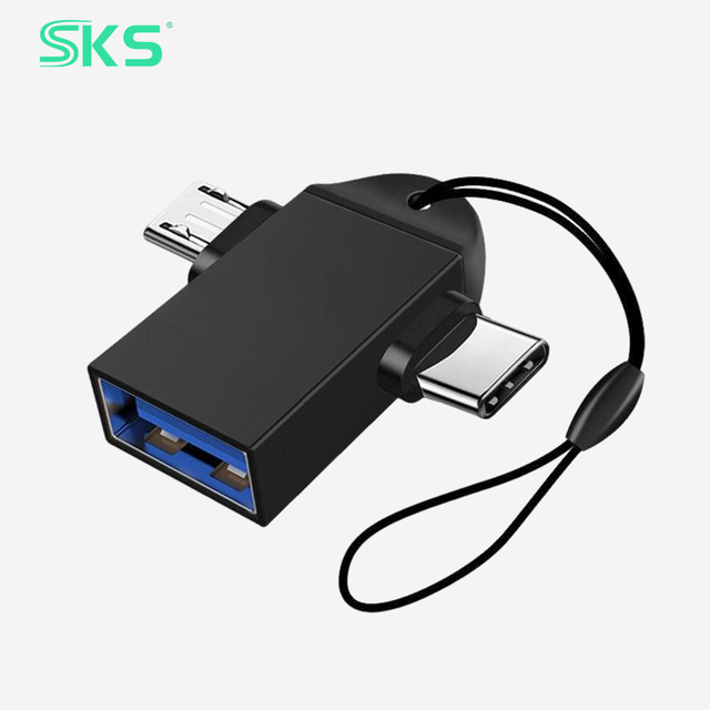 2 in 1 USB C OTG Adapter Aluminum Shell, Micro USB to USB 3.0 Female Converter for Phone U Disk