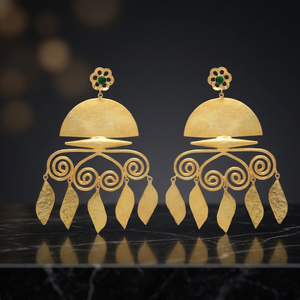Nouveauté : Boucles d'oreilles pendantes style Jhumka en perles, plaquées or, longues, traditionnelles, classiques, indiennes, unisexes - Product Image 2