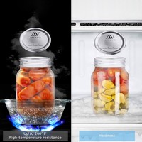 Bocaux Mason avec couvercles magnétiques hermétiques de 16 oz, en verre avec bande de fixation, pour la préparation des repas, les flocons d'avoine, les loisirs créatifs, les cadeaux de mariage (4 pièces)