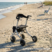 Déambulateur pliant Relaxsmith avec siège, léger, durable, en aluminium, certifié CE, rouge, pour les jeux de plein air, aide à la mobilité pour les personnes âgées