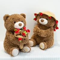 30cm Rozenbeer Lam Valentijnsdag Cadeau Pluche Knuffel PP Katoen Gevuld Klauwautomaat Magnetische Beer Knuffel Roos