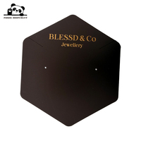 Carte de présentation hexagonale personnalisée en papier doux au toucher avec lamination, impression de logo en feuille d'or, pour boucles d'oreilles