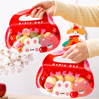 Pochette cadeau refermable à motif de dessin animé de Noël, avec poignée longue, forme spéciale, fond plat, épaissie, pour bonbons et biscuits
