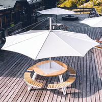 Mobilier d'extérieur en alliage d'aluminium Table de parc pliable Chaises parapluie pour l'école Villa Cour Scenic Area Sièges de nombreuses personnes