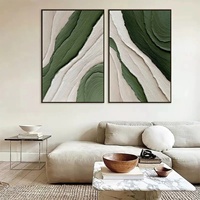 Vente en gros - Peinture acrylique originale Verdant Flow Diptych Green texturée abstraite, nature morte, peinte à la main sur toile, décoration murale pour intérieur