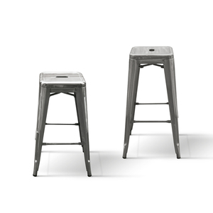 Ensemble de 4 tabourets de bar en métal gris de 66 cm pour intérieur - Product Image 2