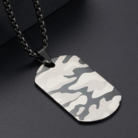 Collier pendentif en acier inoxydable plaqué or camouflage laser, style militaire, chaîne pour homme, streetwear urbain, accessoire de mode hip hop