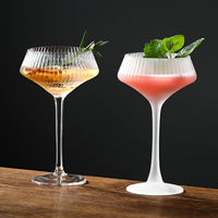 Copa de Vidrio Transparente Esmerilada a Rayas en Oferta, Copa de Vino y Champán para el Hogar