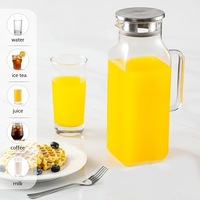 Carafe en verre borosilicate de haute qualité, style carré, pour eau froide, capacité 2000 ml, fabriquée en usine depuis 41 ans