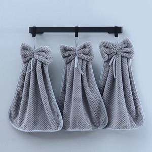 Serviette de toilette suspendue en polaire corail 35x35cm, séchage rapide, couleur unie, pour cuisine et salle de bain - Product Image 3