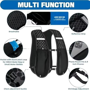 Gilet <span class=keywords><strong>de</strong></span> sport en nylon pour cyclisme, course à pied, <span class=keywords><strong>randonnée</strong></span>, vélo, trail, marathon - Sac à dos d'hydratation avec porte-téléphone - Product Image 4