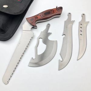Juego de 4 Herramientas Multiusos Industriales Desmontables para Exteriores, Cuchillas de Acero Inoxidable para Acampar, Herramientas Portátiles con Mango de Madera X - Product Image 6