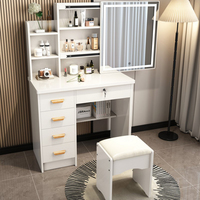 Coiffeuse moderne et meuble de rangement pour maquillage avec miroir sur pied pour petit appartement, salle de bain, chambre, salon, en MDF