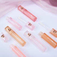 Bonbon Doux Ours en Peluche 2ml Tubes de Brillant à Lèvres carrés Transparent Brun rose Petit Conteneur de Brillant à Lèvres Mignon