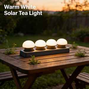 Bougie solaire en forme de champignon pour l'extérieur, du crépuscule à l'aube, lumière blanche chaude, bougie solaire pour lanterne, décoration, lot de 4 - Product Image 5