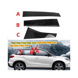 Cubierta Protectora para Postes de Ventana de Coche en Negro Piano para <span class=keywords><strong>Suzuki</strong></span> <span class=keywords><strong>Vitara</strong></span> 2016 2017 2018 2019 2020 2021 <span class=keywords><strong>2022</strong></span> 2023, Kit de Decoración para Escudo - Product Image 1