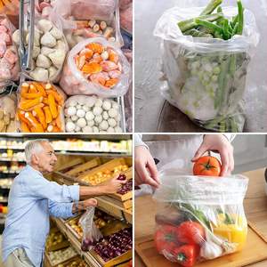 Clear Plastic Produce Roll Bags, Food Storage Flat Bags for <b>Fruits</b>, Vegetables, Bread, Baby Food and Snack Packaging - Product Image 6