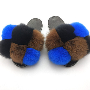 <span class=keywords><strong>Babouche</strong></span> femme Sandalias Altas Elegantes réglable Sandalia Peluche diapositives moelleux plate-forme sandale arc-en-ciel fausse fourrure pantoufles - Product Image 4
