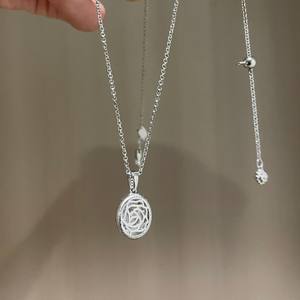 S925 Pure Silver <b>Light</b> Luxury Agile Detachable Design Four Leaf <b>Flower</b> Diamond Inlaid Pendant Necklace for Women - Product Image 3