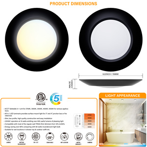 Lámpara LED Empotrable de Techo ETL de 4 Pulgadas, 10W, 2700K-5000K, Regulable, Cableado Directo, Caja de Conexiones de 4 y 6 Pulgadas, Accesorio de Techo Empotrado Retrofit - Product Image 2