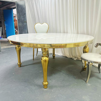 Table de banquet de luxe moderne en acier inoxydable et verre trempé pour hôtel, extérieur, mariage et réception