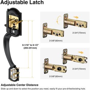 Manija de Puerta Delantera Calzibeno, Negro Mate, Zinc, Estilo Tradicional, Palanca Reversible, Fácil Instalación - Product Image 3