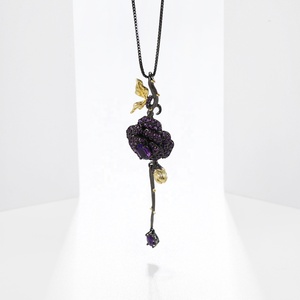 C7630 collana delicata costante laboratorio di granato rodolite creato collana con <span class=keywords><strong>rubino</strong></span> ciondolo collana da donna con fiore in argento - Product Image 6