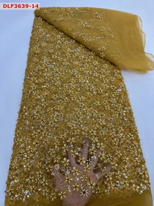 Nhà Máy Bán Buôn New Nặng Hạt Thêu Vải Với Sequins Ngọc Trai Vải Tuyn Lưới Vải Cho Làm Váy Cưới - Product Image 4