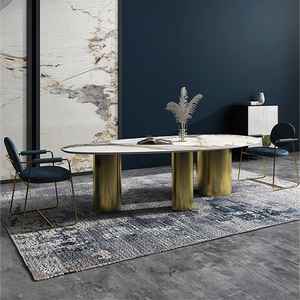 Đồ Nội Thất Gia Đình Bán Chạy Bàn Ăn Bằng Đá Thiêu Kết Hình Bầu Dục Sang Trọng Nhẹ Đế Thép Không Gỉ Hiện Đại - Product Image 2