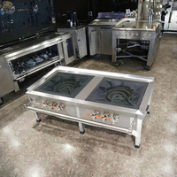 Cuisinière à gaz commerciale en acier inoxydable à double brûleur, vente chaude, qualité garantie par le fabricant