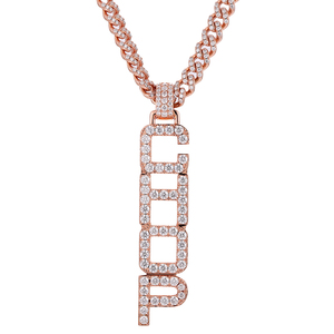 Liontin kustom VVS Moissanite dengan 925 perak murni berlapis emas mawar huruf es nama kustom Hip Hop Bling gaya perhiasan - Product Image 3