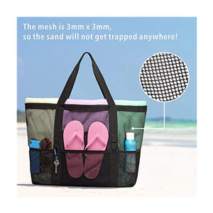 <span class=keywords><strong>Bolso</strong></span> de playa de malla con logotipo personalizado al por mayor, de gran capacidad, para accesorios de playa, viajes, natación, compras. - Product Image 6