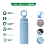Boîte cadeau personnalisable, bouteille d'eau, bouteille de boisson sportive, gourde isotherme en acier inoxydable avec support magnétique pour téléphone portable pour l'extérieur