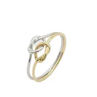 สองเสียงจริง18K ทองรักปมแหวนหัวใจแหวนแต่งงานเครื่องประดับแหวนคู่ความรักหัวใจชุดที่ผูกปม