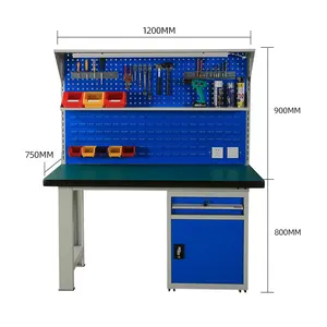 Banco da lavoro industriale dell'armadietto degli attrezzi del banco da lavoro della superficie dell'acciaio inossidabile del Garage con luce