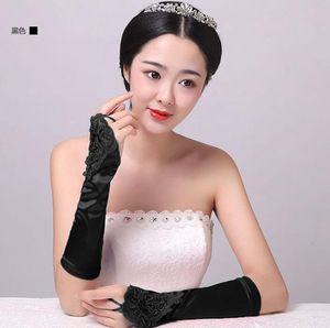 Elbow Length Satin Fabric Flower Lace Bridal <strong>Gloves</strong> Wedding <strong>Gloves</strong> <strong>Fingerless</strong> - Product Image 4