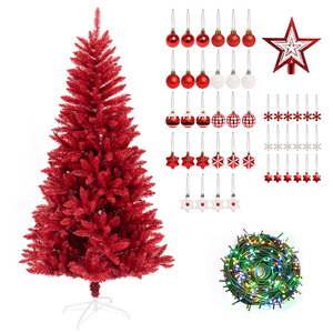 Arbre de Noël <span class=keywords><strong>rouge</strong></span> en PVC coloré personnalisé de 4, 5 et 6 pieds avec support en métal solide et lumières LED pour extérieur - Product Image 6