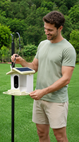 Mangeoire à oiseaux intelligente alimentée par l'IA avec caméra HD 4K, solaire sans fil, pour extérieur, avec identification automatique des espèces et détection de nourriture, pour jardin