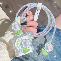 Funda Protectora Transparente con Diseño de Conejo Azul y Rosa para Cargador Rápido Apple de 18w/20w